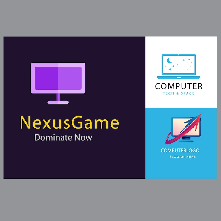 Vector colección de logotipos de monitores de computadora con concepto de tecnología para el símbolo de internet