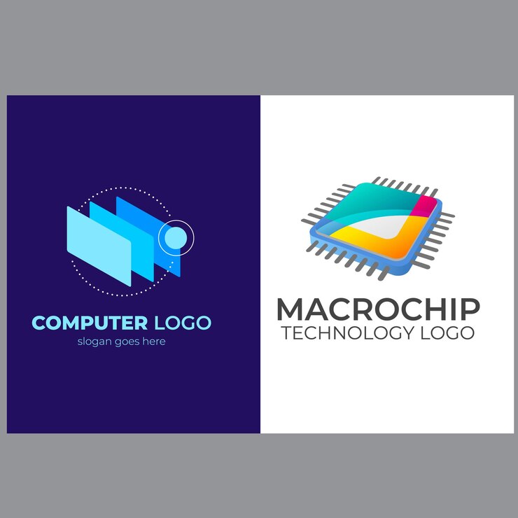 Vector colección de logotipos de monitores de computadora con concepto de tecnología para el símbolo de internet
