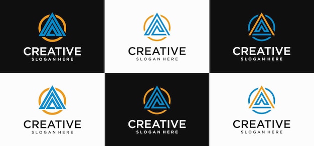 Colección de logotipos Monogram Initial A Plantilla de conjunto de iconos de elementos de diseño de plantilla para el logotipo de la empresa