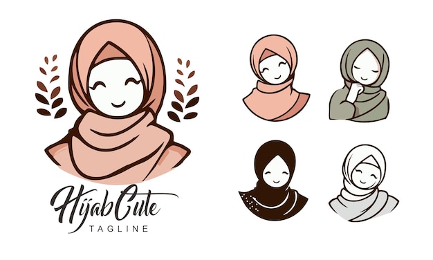 Colección de logotipos de mujeres lindas con hijab