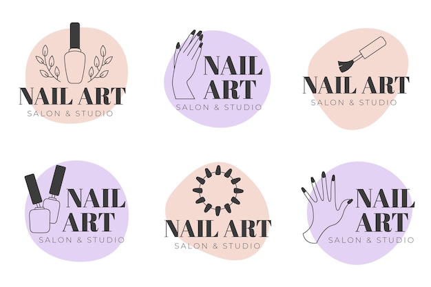 Colección de logotipos de nails art studio