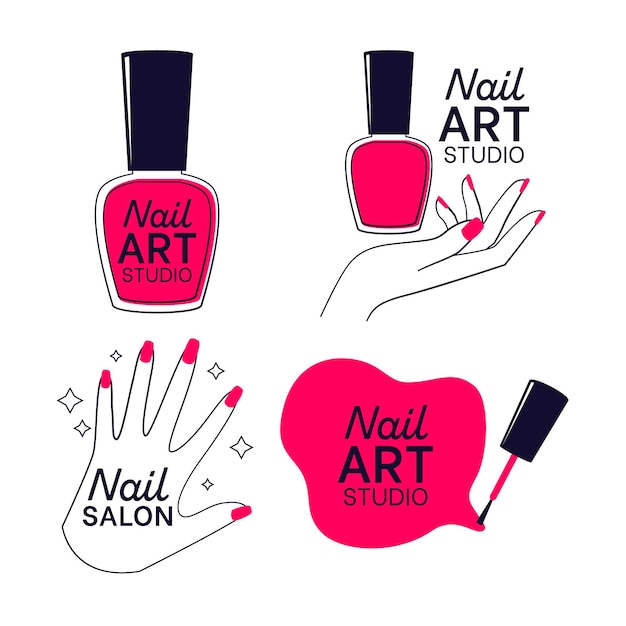 Vector colección de logotipos de nails art studio