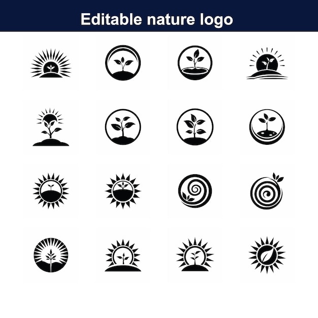 Colección de logotipos de la naturaleza editables