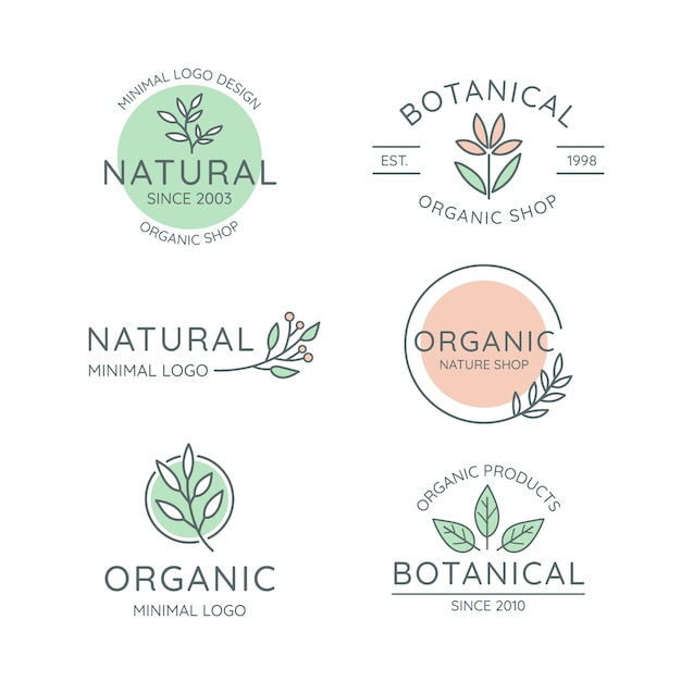 Vector colección de logotipos de negocios naturales en estilo minimalista