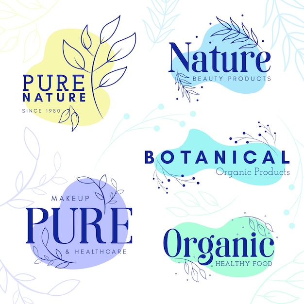 Vector colección de logotipos de negocios naturales en estilo minimalista