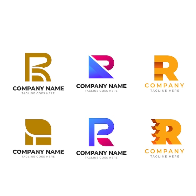 una colección de logotipos para el nombre de la empresa
