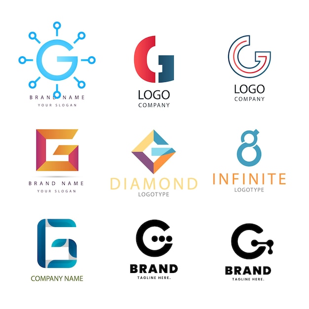 una colección de logotipos para un nombre de marca marca marca marca y logotipo