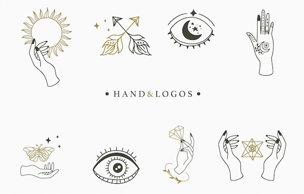 Colección de logotipos ocultistas de belleza