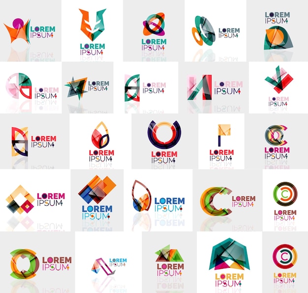 Colección de logotipos de origami abstractos coloridos