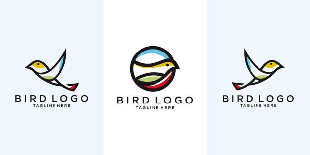 Colección de logotipos de pájaros simples Plantilla de logotipo de pájaro de línea mono