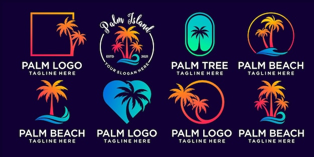 Colección de logotipos de palmeras con concepto de elemento creativo vector premium vector premium