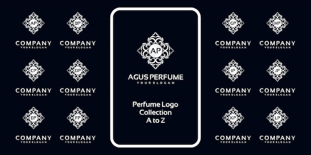 Colección de logotipos de perfumes de lujo con concepto inicial.