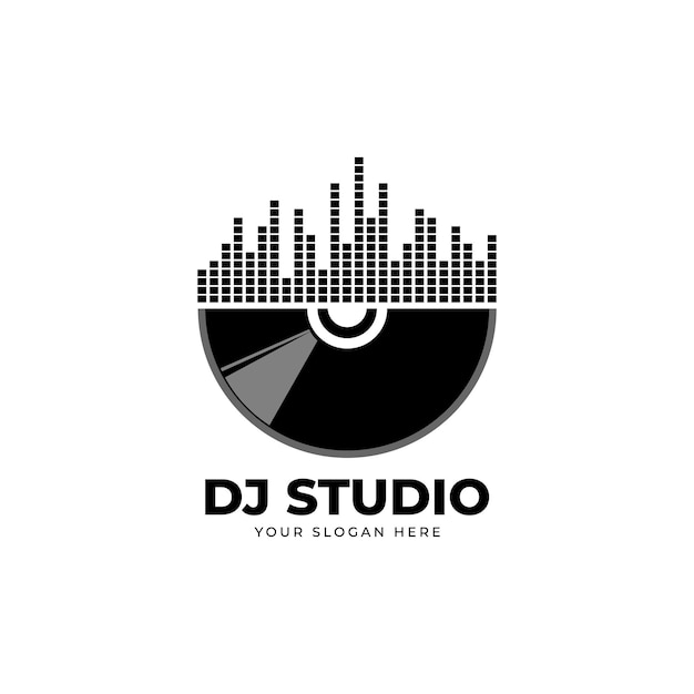 Vector colección de logotipos planos de estudio de dj vectorial