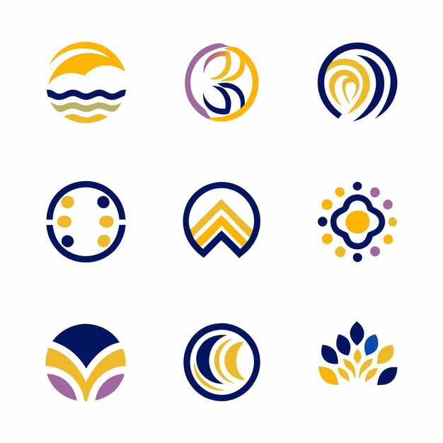 una colección de logotipos para la playa y la luna