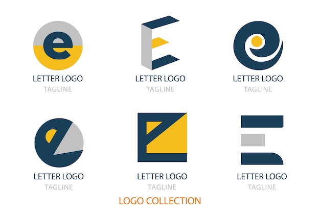 una colección de logotipos que incluyen la letra e y la letra e