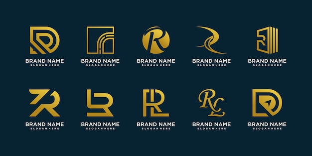 Colección de logotipos R con estilo de elemento creativo Vector Premium