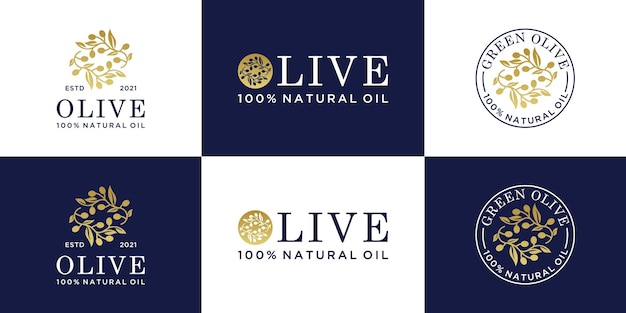 Colección de logotipos de ramas de olivo