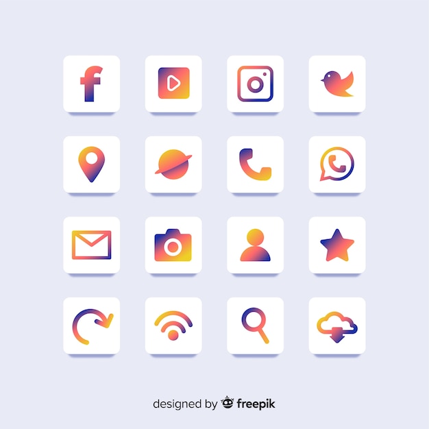 Vector colección de logotipos de redes sociales gradiente