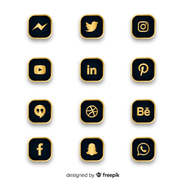 Colección de logotipos de redes sociales de lujo
