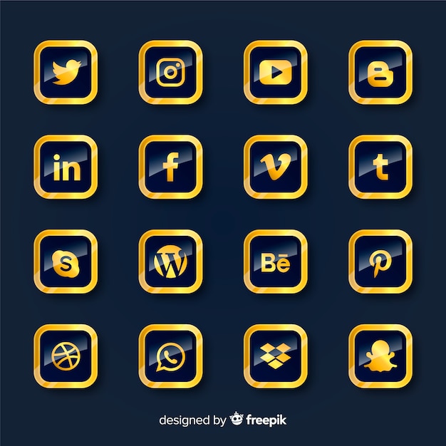 Colección de logotipos de redes sociales de lujo