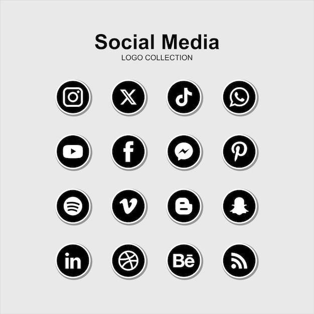 Colección de logotipos de redes sociales populares