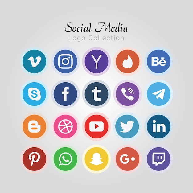 Colección de logotipos de las redes sociales