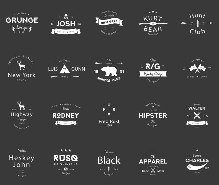 Colección de logotipos retro icono de lujo mínimo tipografía concepto de etiqueta ideas diseño vectorial logotipo
