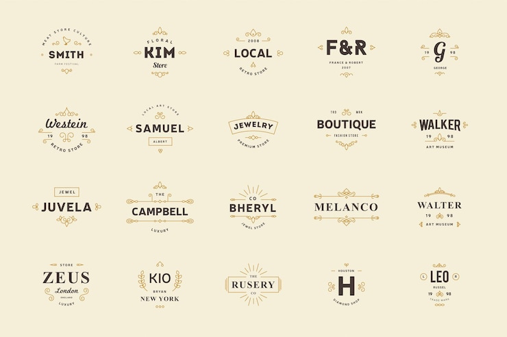 Colección de logotipos retro icono de lujo mínimo tipografía concepto de etiqueta ideas diseño vectorial logotipo