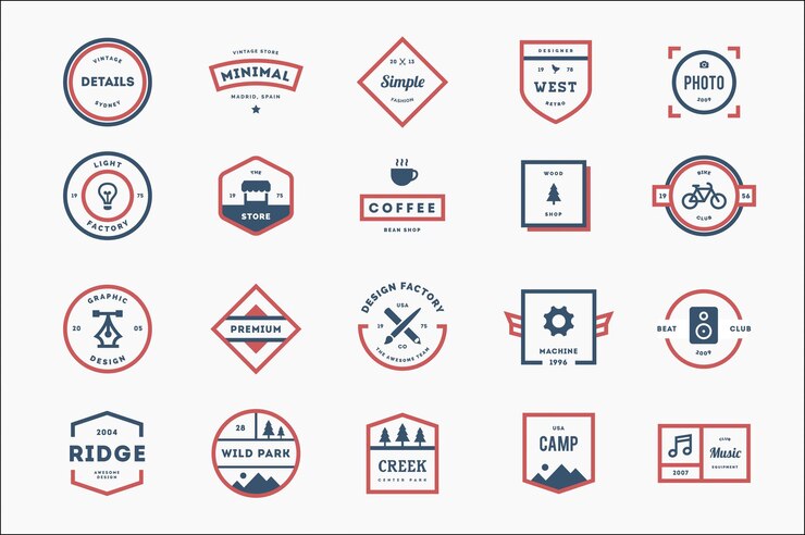 Colección de logotipos retro icono de lujo mínimo tipografía concepto de etiqueta ideas diseño vectorial logotipo