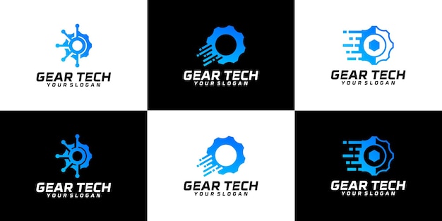 Colección de logotipos de servicios de tecnología de engranajes