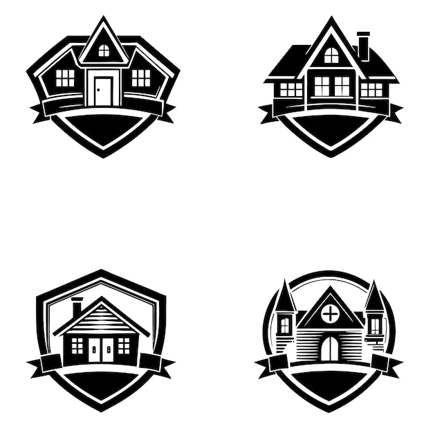 Colección de logotipos de silueta de la casa