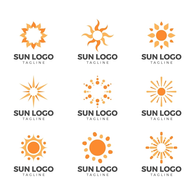 una colección de logotipos para el sol y los logotipos del sol