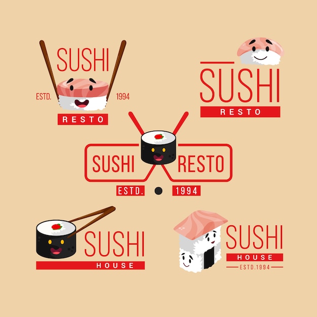 Vector colección de logotipos sushi