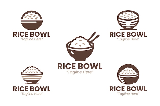Colección de logotipos de tazones de arroz