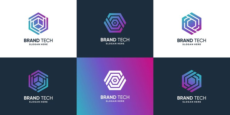 Vector colección de logotipos de tecnología con concepto moderno vector premium