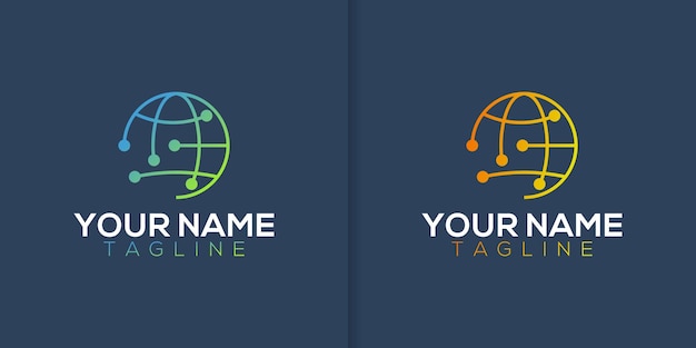 Colección de logotipos de tecnología global Tecnología del planeta