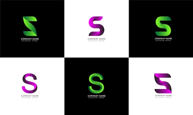 Colección de logotipos de texto degradado S