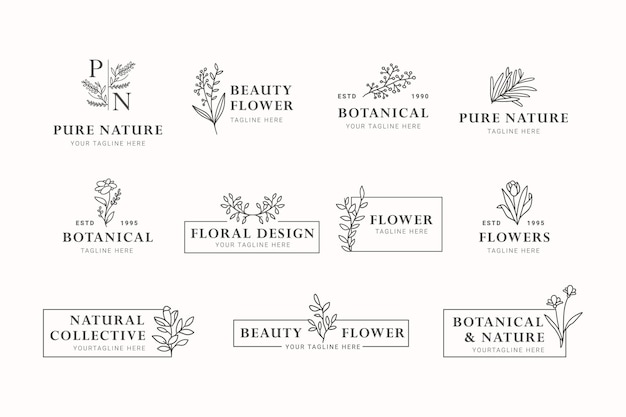 Colección de logotipos de tiendas florales y botánicas