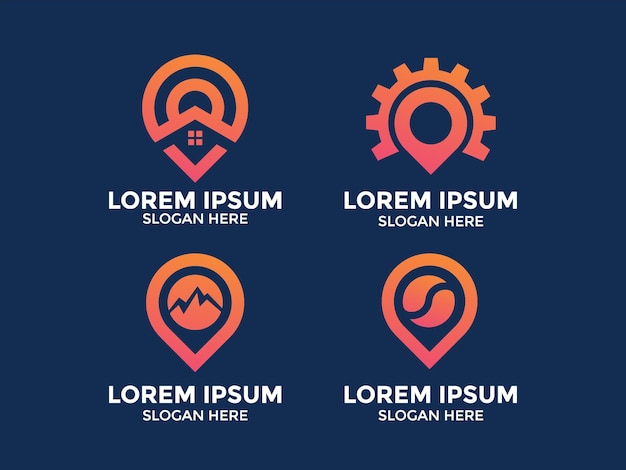 colección de logotipos de ubicaciones naranjas minimalistas