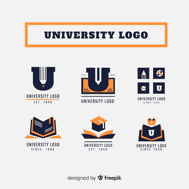 Colección de logotipos de universidad en estilo flat