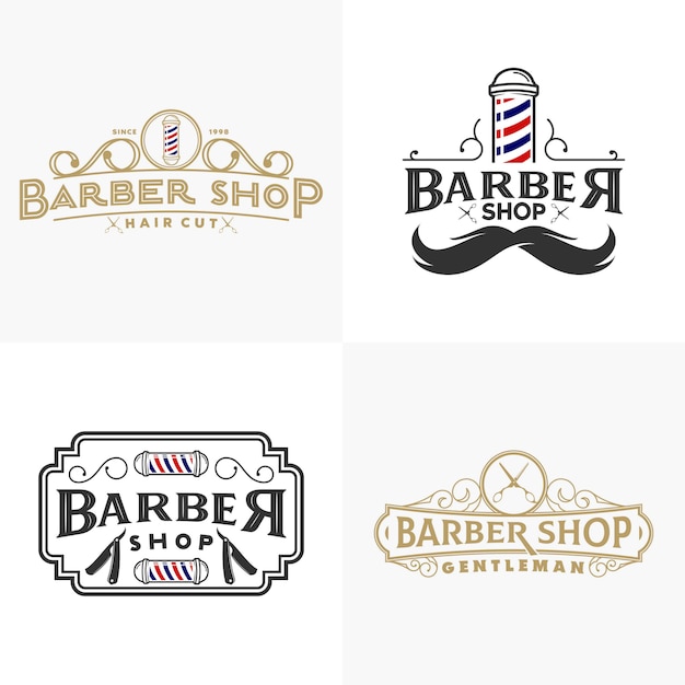 Colección de logotipos vintage de peluquería