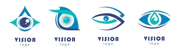 Colección de logotipos de visión ocular para medicina seguridad de belleza Conjunto de diseño de logotipos de visión Logotipo de visión de marca de la compañía Logotipo de visión abstracta