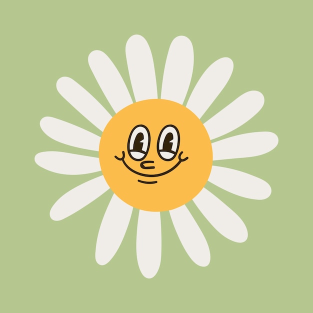 Colección de magníficas flores de manzanilla sonrisas de margarita retro