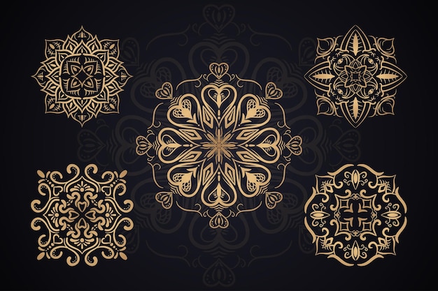 Colección Mandala conjunto ilustración vectorial Elementos decorativos vintage Patrón oriental
