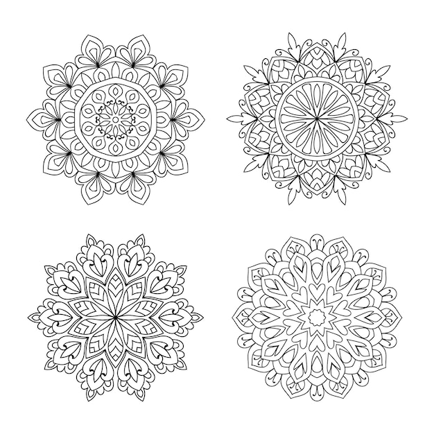 Colección de mandalas decorativos dibujados a mano