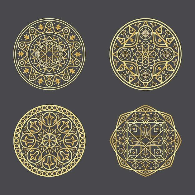 Colección de mandalas dorados