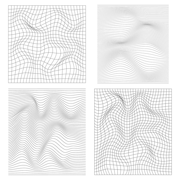 Colección de marcos de alambre líneas abstractas onduladas