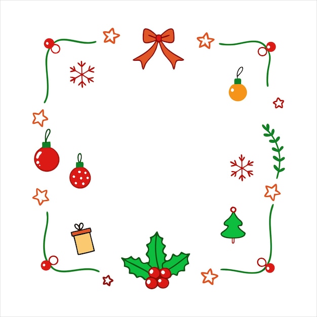 Colección de marcos y bordes de Navidad dibujados a mano