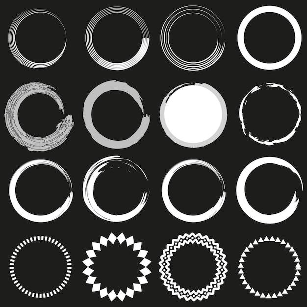 Colección de marcos circulares Variedad de bordes circulares Conjunto de elementos de diseño redondos Vector