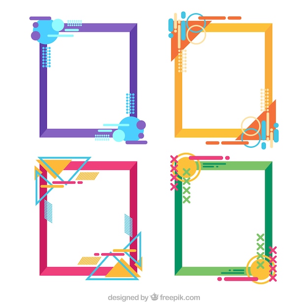 Colección de marcos coloridos con estilo geométrico